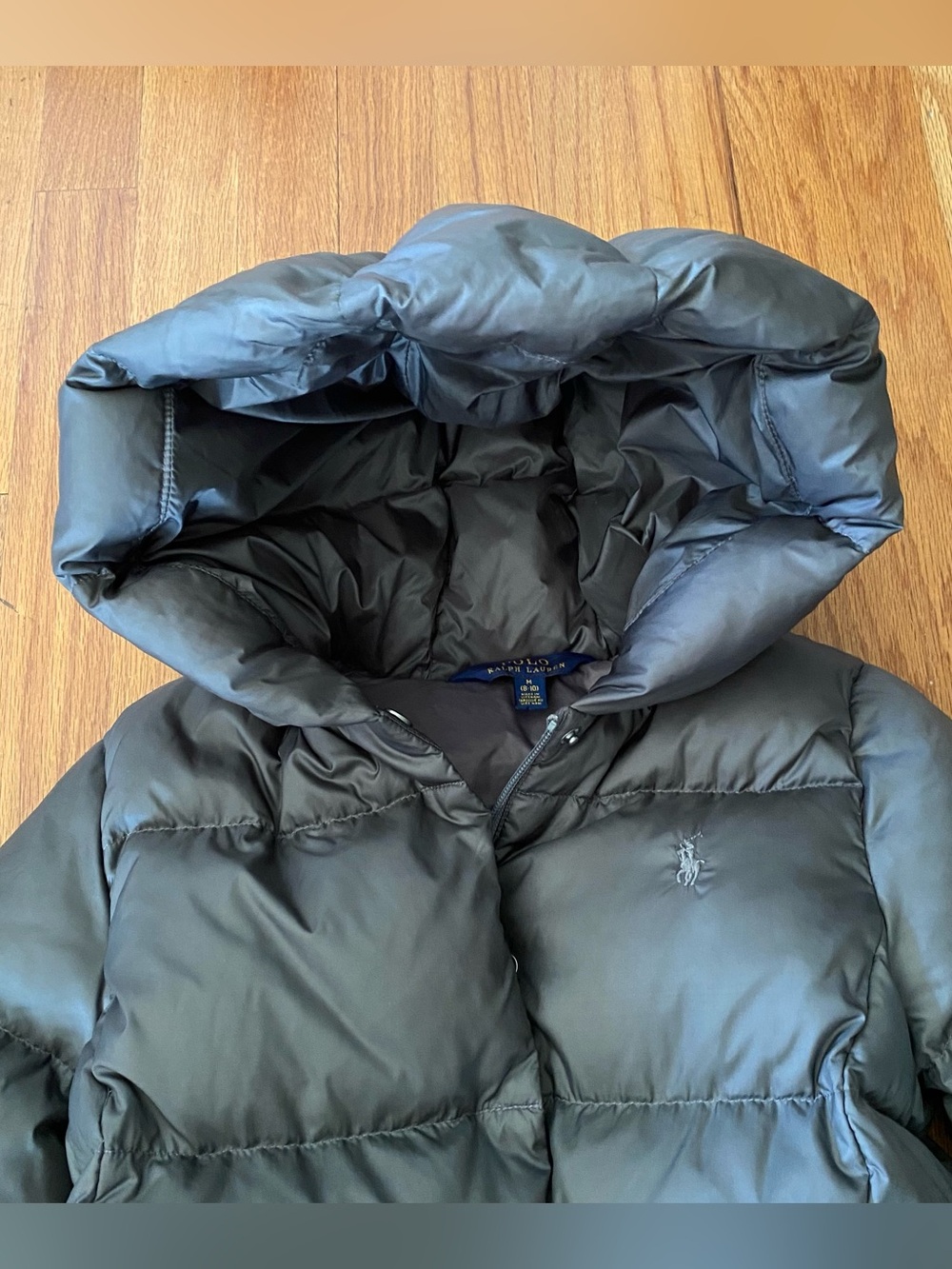 Polo by Ralph Lauren Girls Grey Long Hooded Puffer Coat - Picture 3 of 10